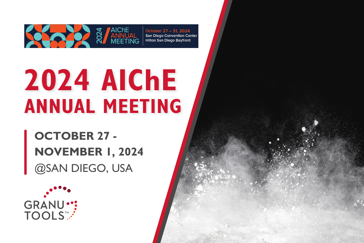 banner of Granutools to share that Granutools will attend AIChE 2024 from October 27 to November 1 in San Diego, USA